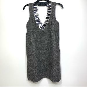Anna Sui for Target Sleeveless Metallic Grey Boucle V-Neck Shift Mini Dress XS